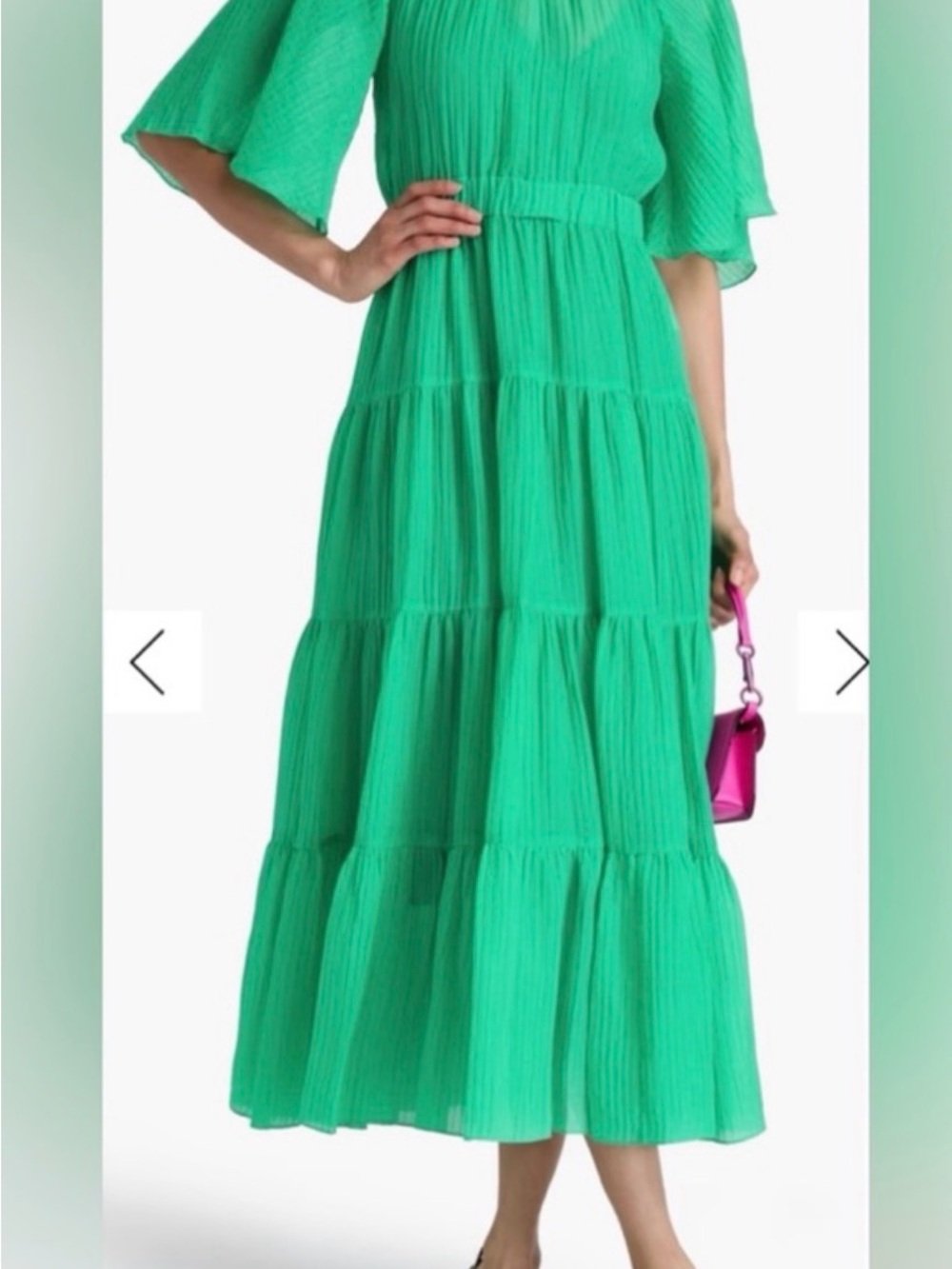 💚 NWT Sandro Rainy Very Green Tiered Maxi Dress
